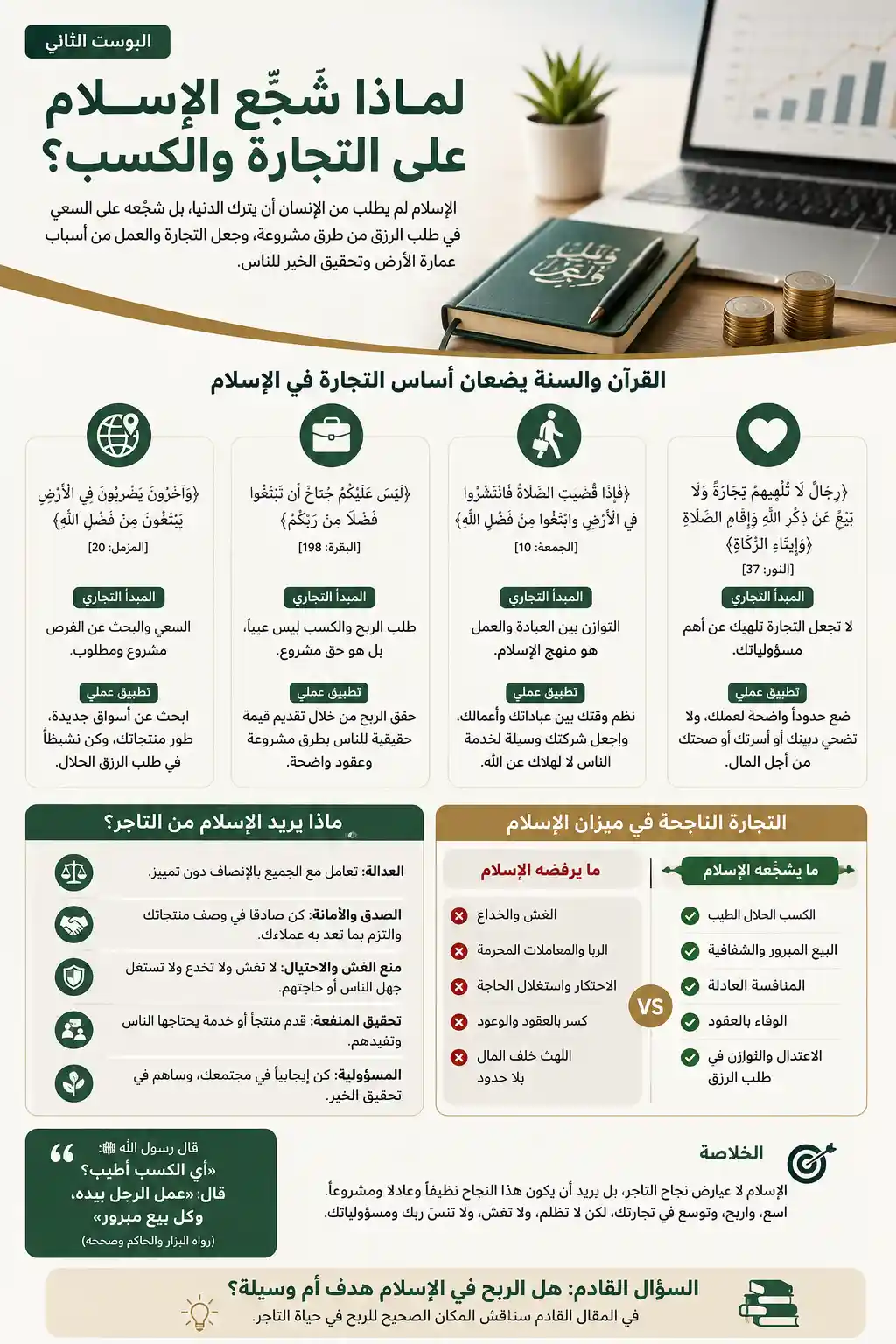 لماذا شجّع الإسلام على التجارة والكسب؟